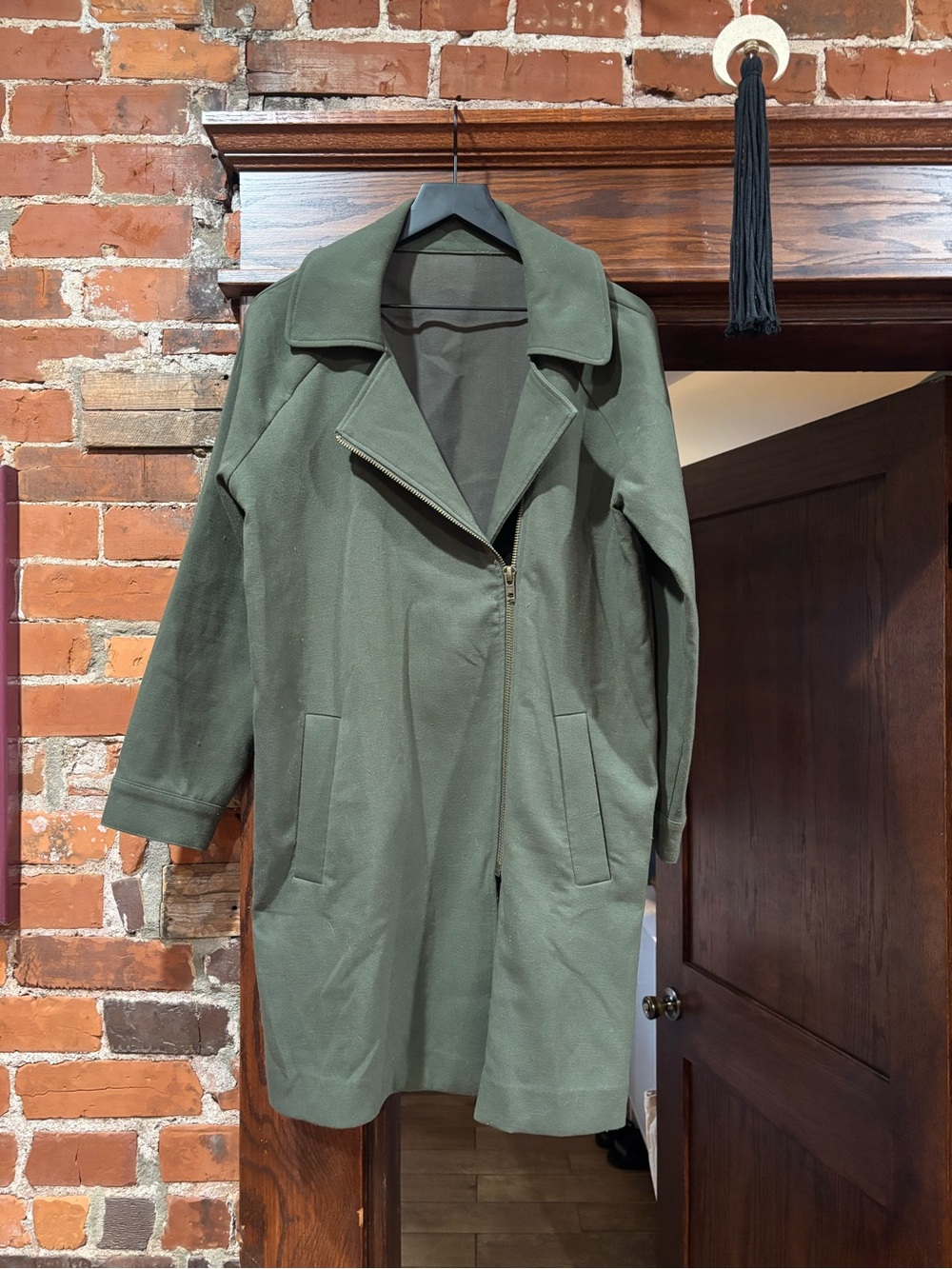 Olive Green Women's Long Asymmetrical Coat